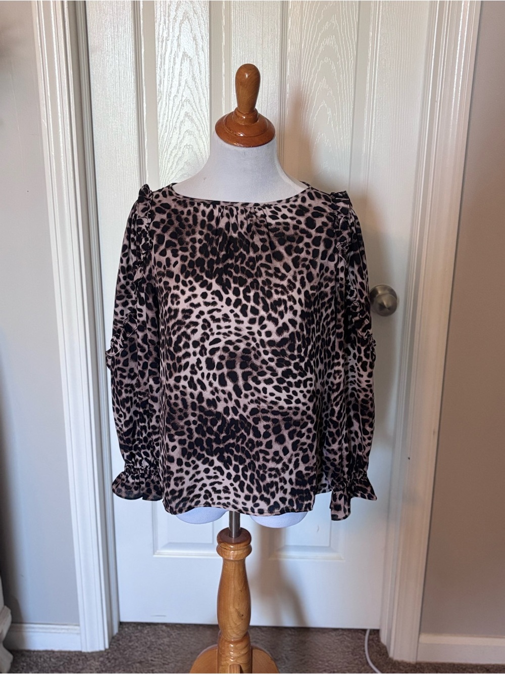 Ann Taylor LOFT Leopard Print Long Sleeve Blouse